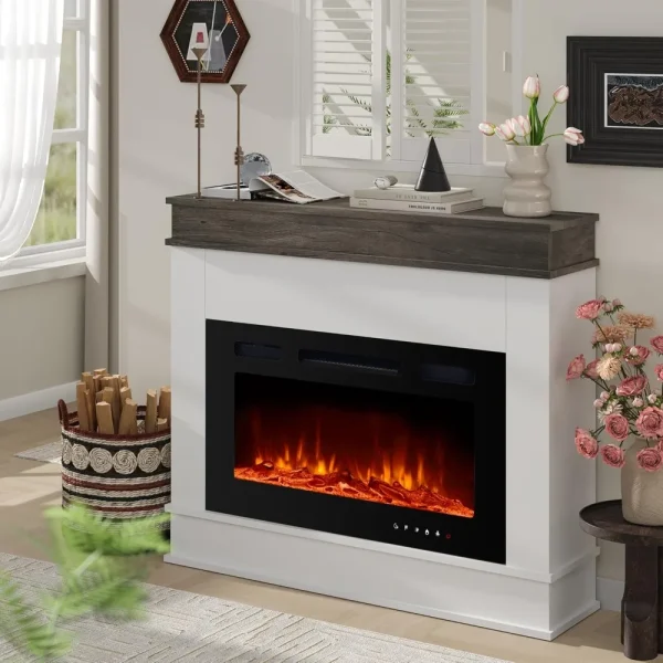 Electric Fireplace Heater, Low Noise, Remote Control