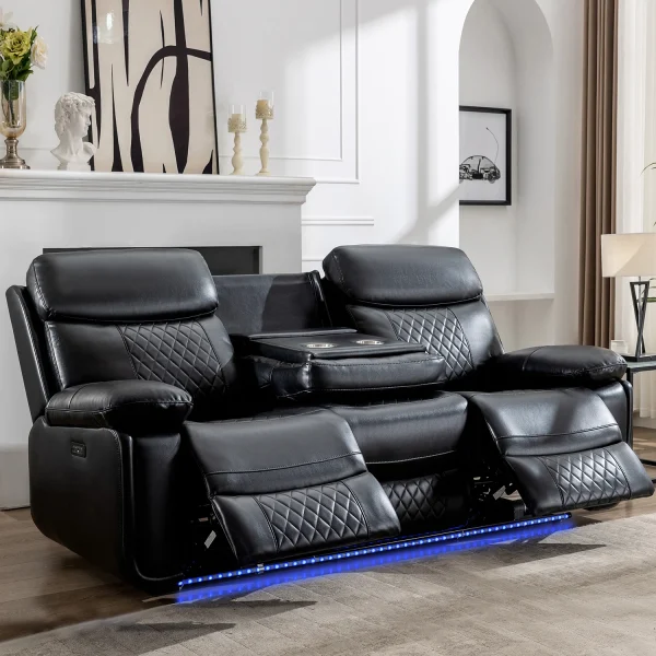 3 Seats Power Reclining Sofa Set Wireless Charger