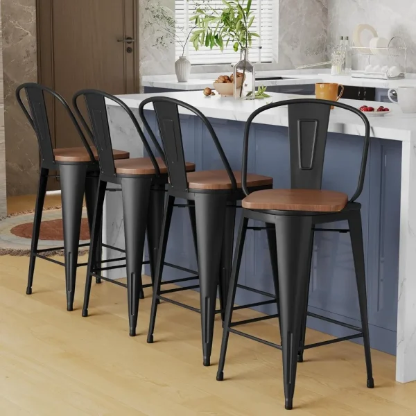 30" Swivel Metal Bar Stools Set of 4