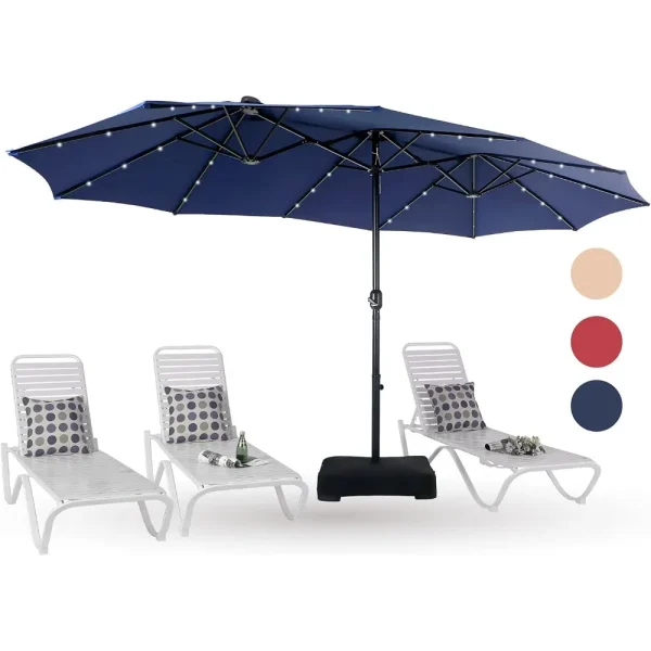 15ft Patio Umbrella with Solar Lights 36 LED Lights