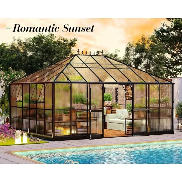 16x12x9.5 FT Polycarbonate Greenhouse