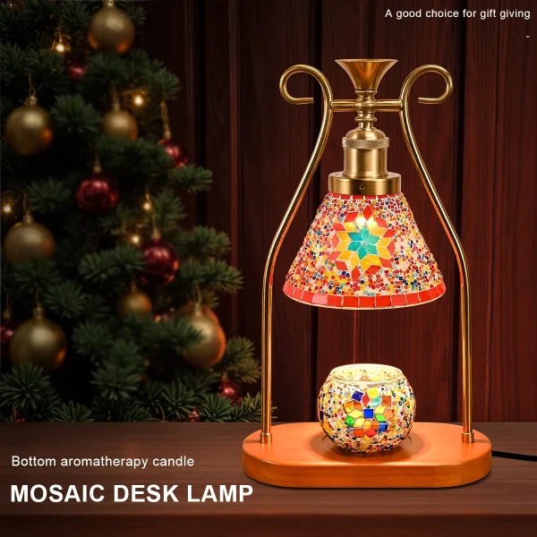 Bohemian style bedside lamp, 3 colors, hand-colored glass