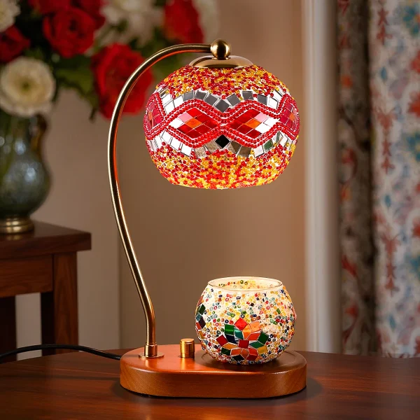 Bohemian style bedside lamp, 3 colors, hand-colored glass