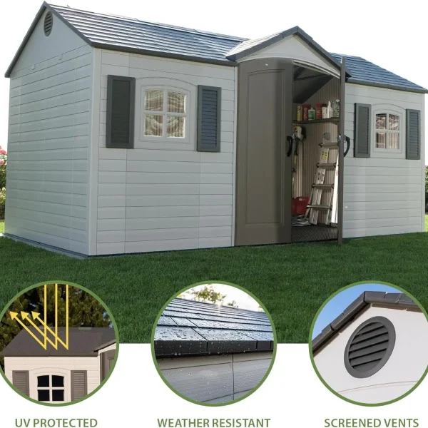 Durable 6446 Outdoor Storage Shed, 8 x 15 Foot, Desert Sand
