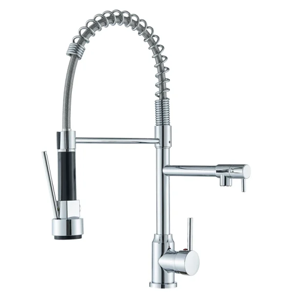 Black Kitchen Faucet With Pull Down Spring Sprayer