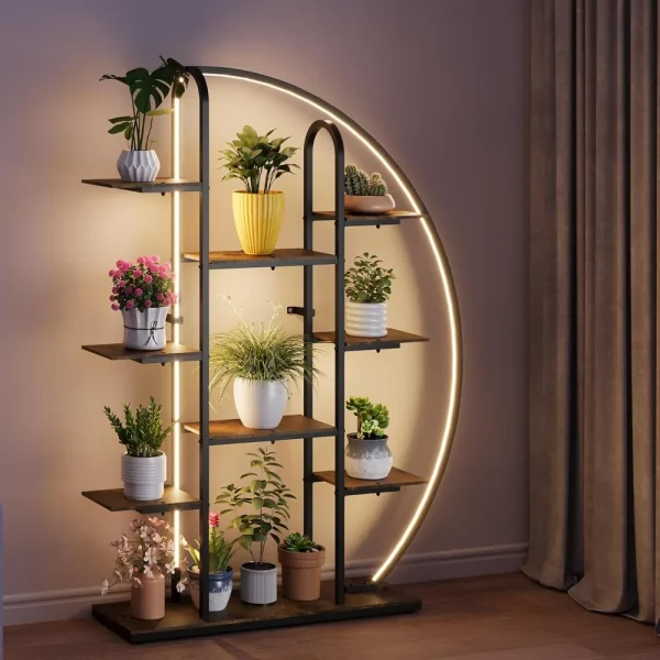 Big Plant Stand Indoor with Grow Lights and LED Light