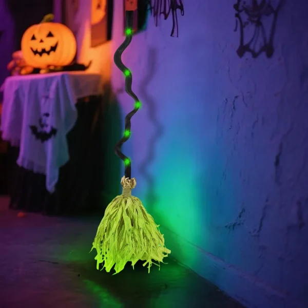Witches Broom Halloween Decor Animated Light Up