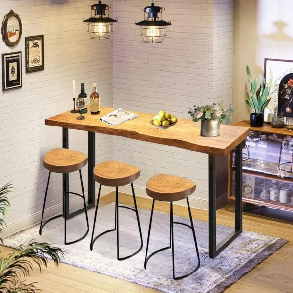 Solid Wood Narrow Bar Table - Counter Height Rectangular