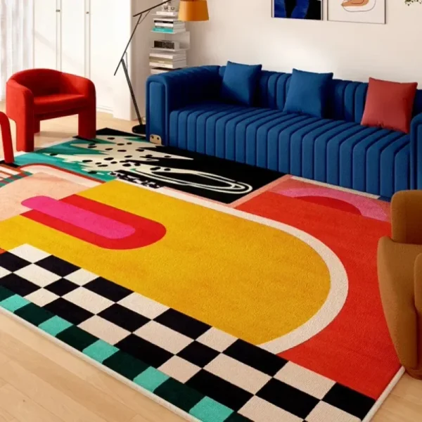 Living Room Carpet Art Irregular Color Abstract