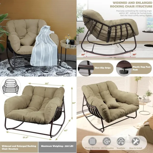 Oversized Egg-Shaped Rocking Chair for Indoor and Outdoor