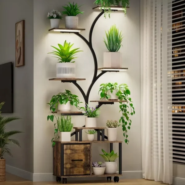 65" Indoor Plant Stand with Grow Lights