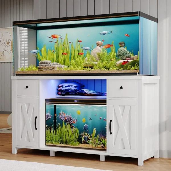 75 Gallon Fish Tank Stand with Power Outlets & LED Light
