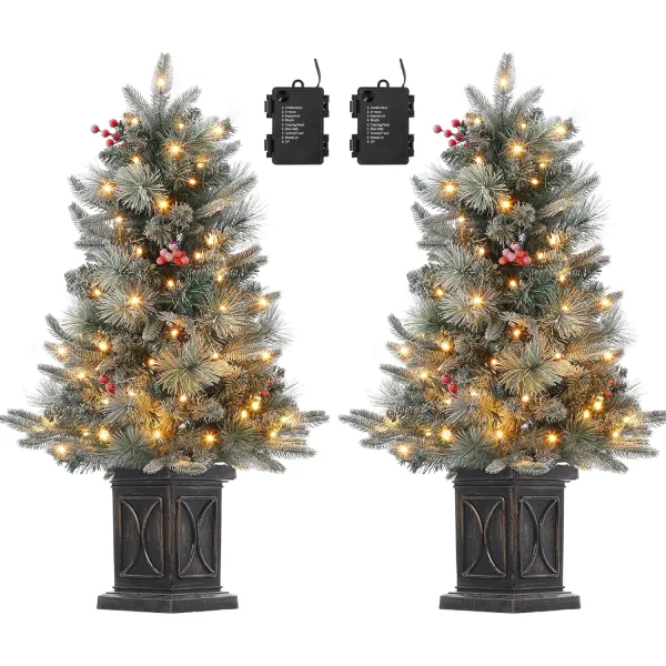 3 FT Pre-Lit Artificial Snow Flocked Christmas Tree