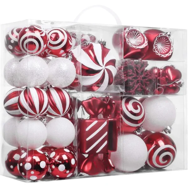 Christmas Ornaments Set 108ct Candy Cane Red and White