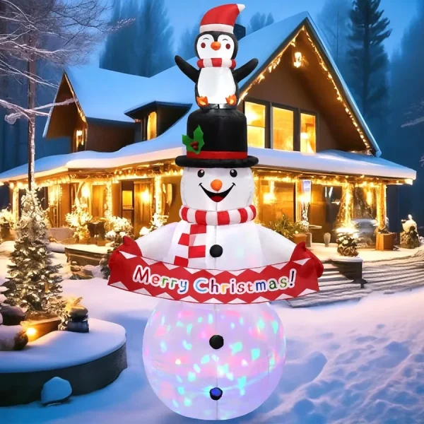6FT Christmas Snowman Inflatable Decoration with Rotating