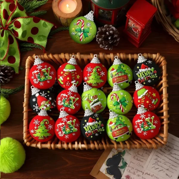 16 Pcs Christmas Ball Ornaments for Tree Red and Green