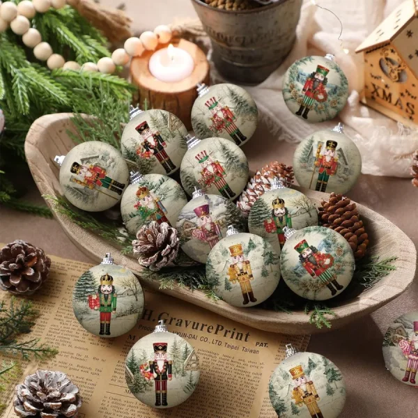 16 Pcs Christmas Tree Ball Ornaments Vintage Nutcracker