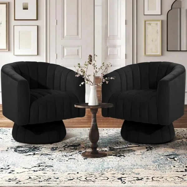 Swivel Accent Chair with Armrest, Set of 2