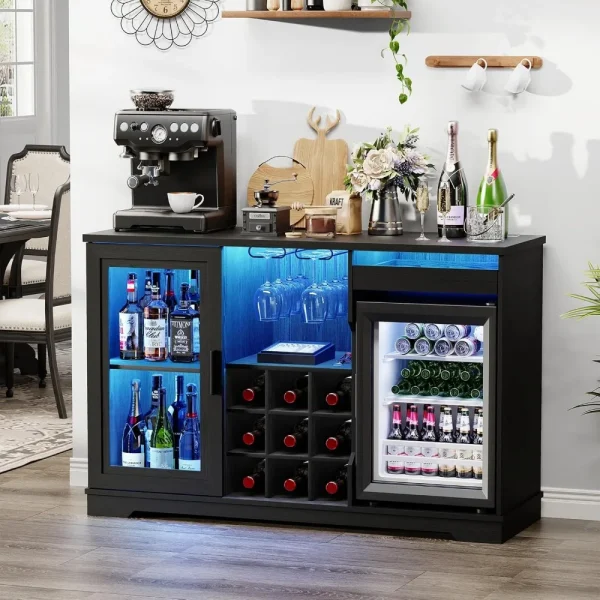 Bar Cabinet with Built-In Fridge