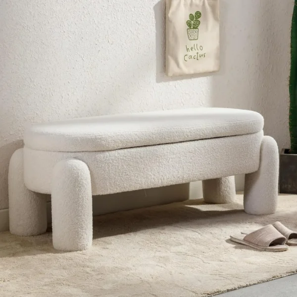 Modern Storage Bench, 44.7 Inch Upholstered Ottoman