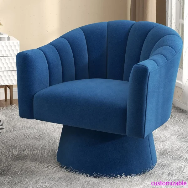 Accent Chair,Upholstered Velvet 360° Swivel Barrel Chair