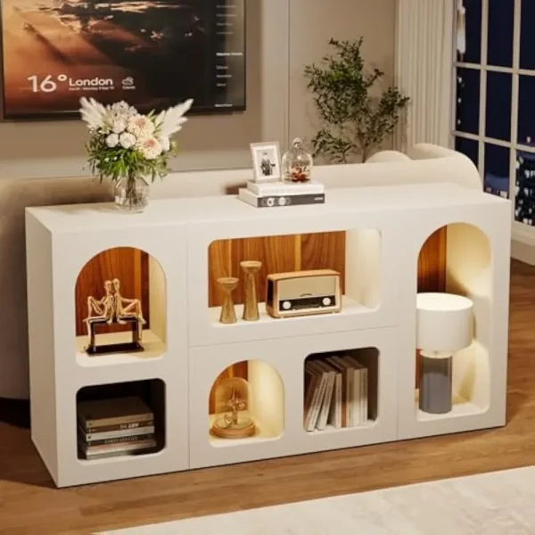Modern Wooden Console Table Entryway Table 6 Compartments