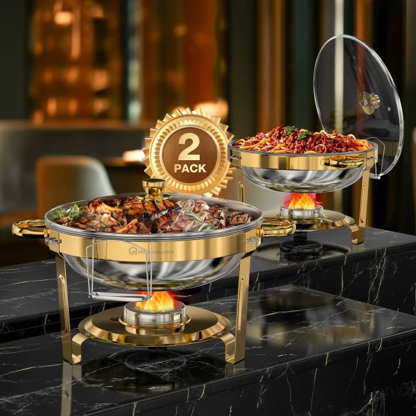 2/4 Pack Chafing Dishes for Buffet 5QT Round Stainless Steel