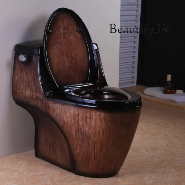 New water-saving large diameter Boutique high-end wood grain toilet
